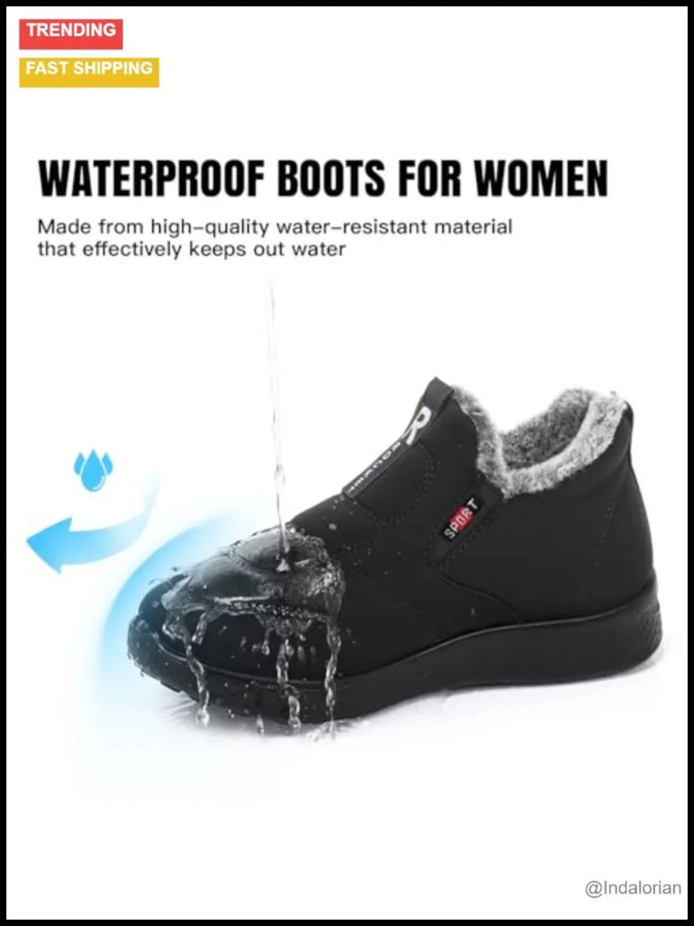 Winter Snow Boots for Women: Slip-On Warm Ankle Boots Waterproof Fur Lined